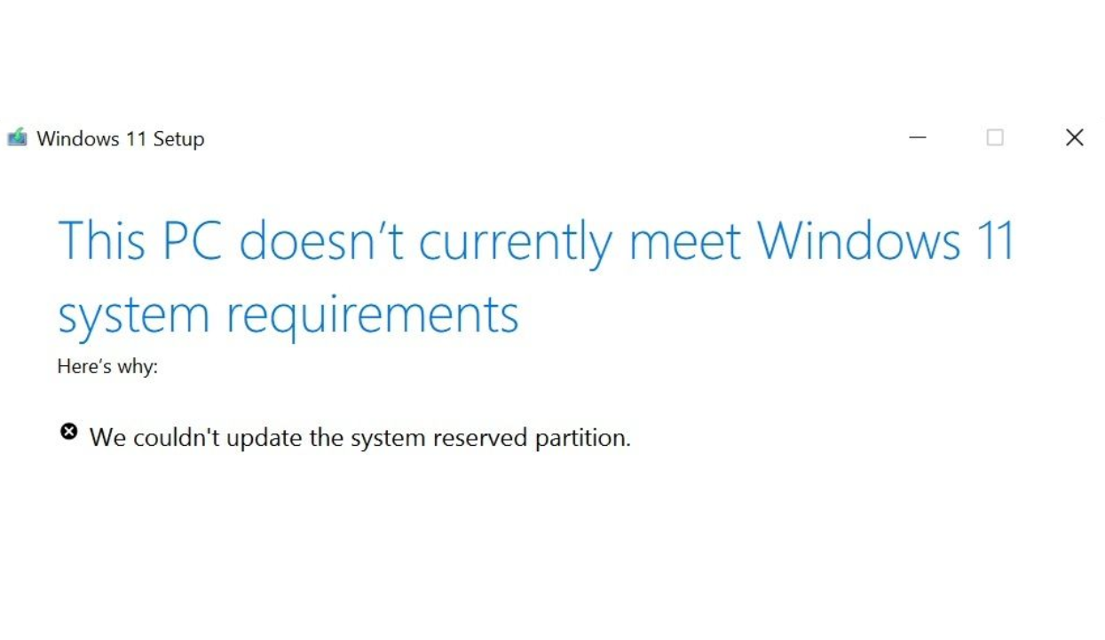 Fix: We couldn’t update system reserved partition